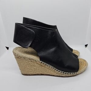 Celine Phoebe Philo black leather open toe espadrille wedge sandals EU 38